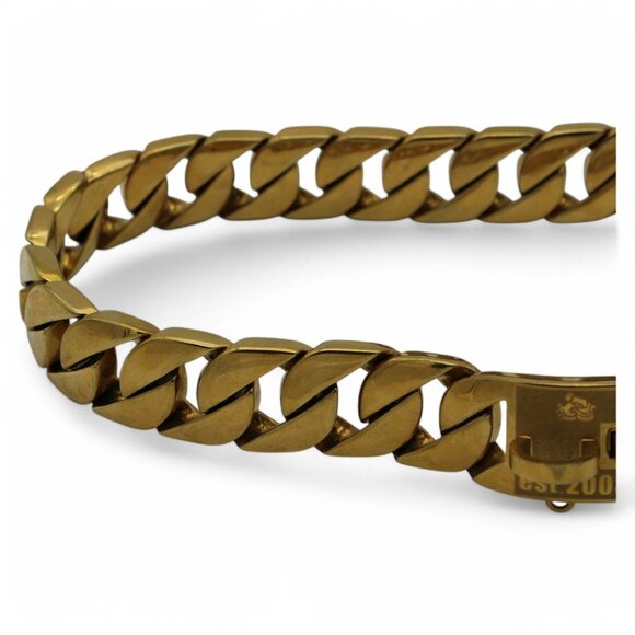 Gold-Tone Cuban Link Chain Necklace & Bracelet Set For Men & Women With Secure C - Picture 8 of 8